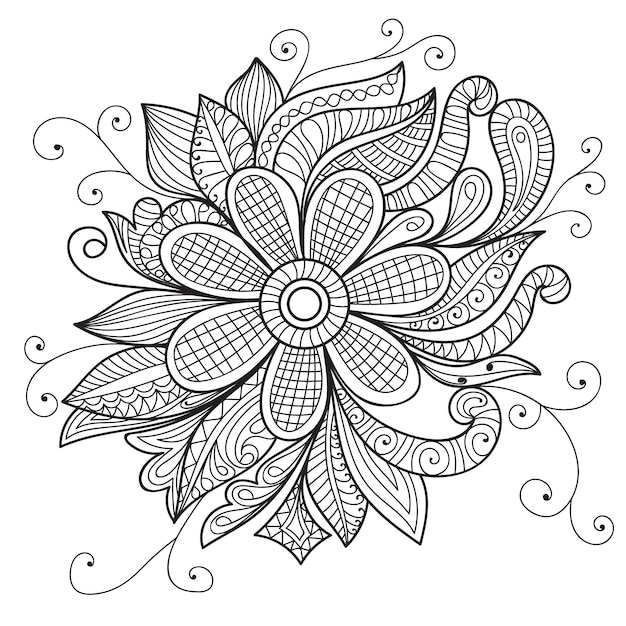 Vector decoratief bloemmotief in henna-stijl kleurboekpagina