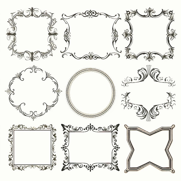 decoratief frame design vintage vector border set ornamentele elegante Victoriaanse bloemenelement