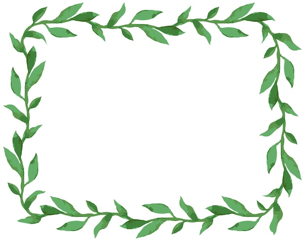 Vector decoratief frame van aquarel delicate takjes met groene bladeren