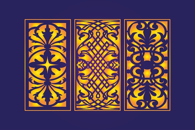 Decoratief gestanst bloemen islamitisch naadloos abstract patroon Lasergesneden panelen sjabloon goud