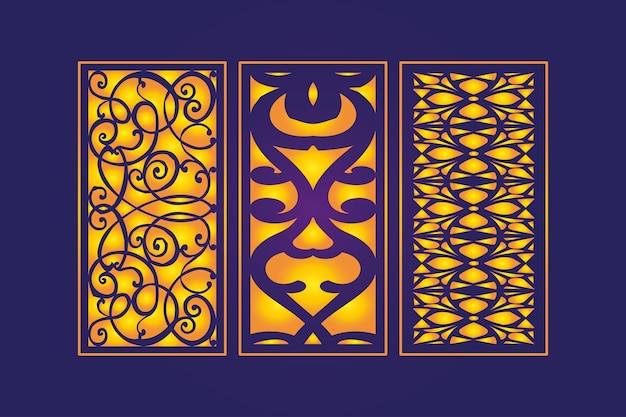 Decoratief gestanst bloemen islamitisch naadloos abstract patroon Lasergesneden panelen sjabloon goud