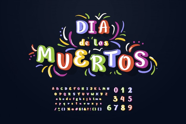 Decoratief handgemaakt lettertype van Dia de los muertos