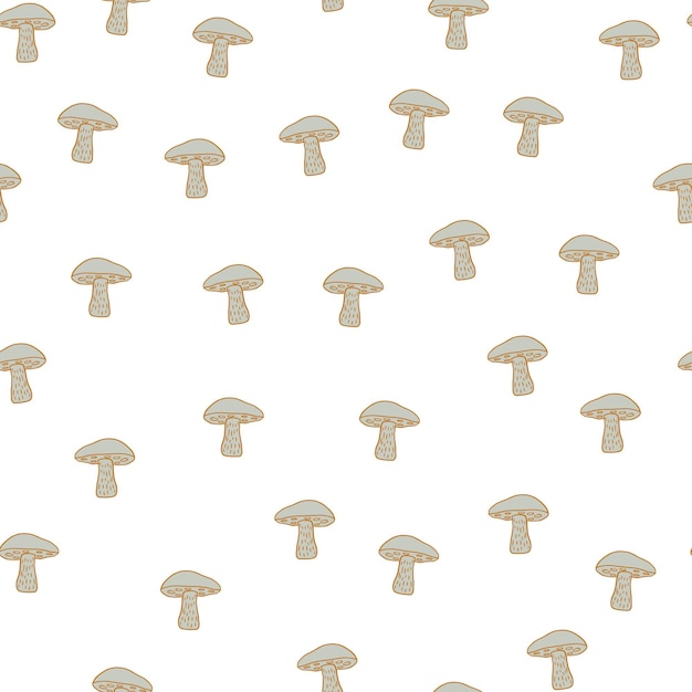 Decoratief herfst naadloos voedselpatroon met geïsoleerde kleine beige leccinum-scabrum-paddenstoelenvormen. voorraad illustratie. vectorontwerp voor textiel, stof, cadeaupapier, behang.