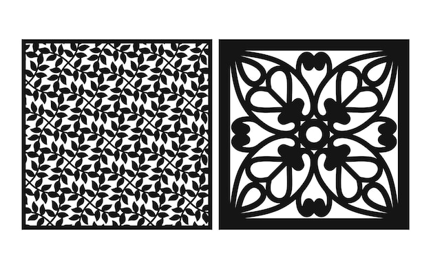 Vector decoratief islamitisch sjabloon met geometrische patronen en bloemenpanelen voor cnc lasersnijden