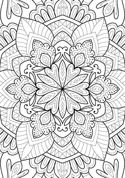 Decoratief mandala-ontwerp in henna-stijl kleurboekpagina-illustratie