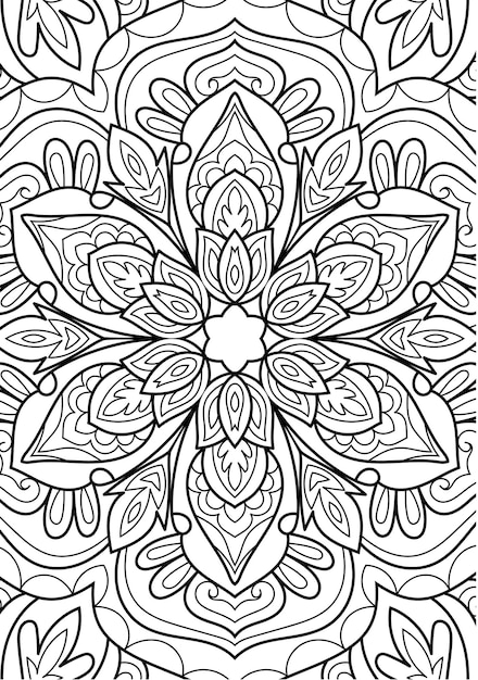 Decoratief mandala-ontwerp in henna-stijl kleurboekpagina-illustratie