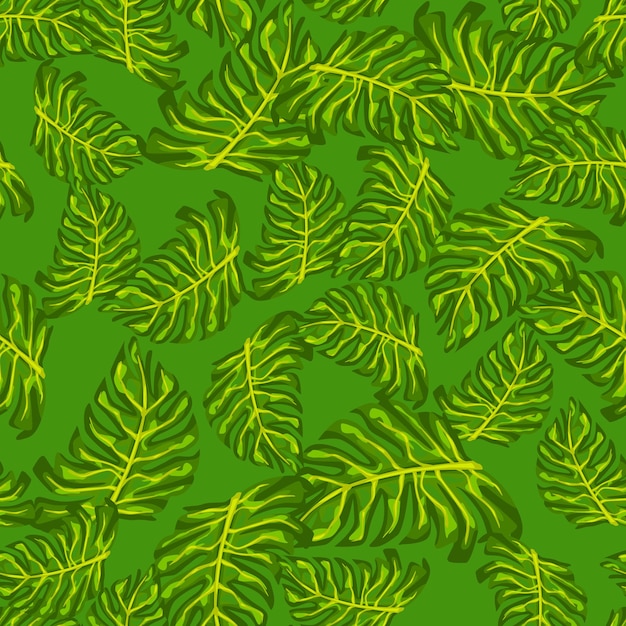 Decoratief naadloos patroon met willekeurig groen monsterabladerenornament. eenvoudig sieraad. vectorillustratie voor seizoensgebonden textielprints, stof, banners, achtergronden en wallpapers.