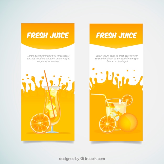 Decoratieve banners met jus d'orange dranken