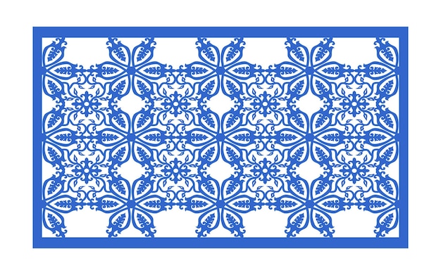 Vector decoratieve blauwe patronen islamitische bloemen- en geometrische motieven voor cnc- en lasersnijden