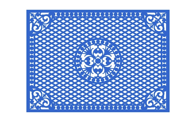 Vector decoratieve blauwe patronen met witte achtergrond islamitische bloemen- en geometrische vormen voor cnc-laser