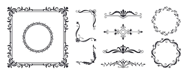 Decoratieve frame-elementen. Vintage monogram ontwerp