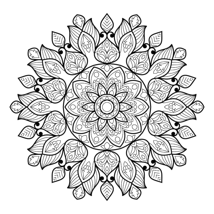 Vector decoratieve gedetailleerde mandala kleurboekpagina