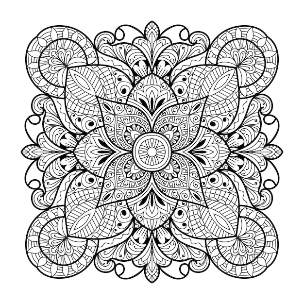 Vector decoratieve gedetailleerde mandala voor kleurplaat