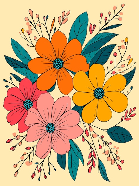 Decoratieve gekleurde bloemen patroon vector illustratie