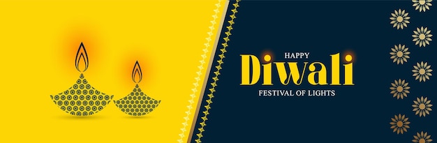 Decoratieve gelukkige diwali banner festival achtergrond