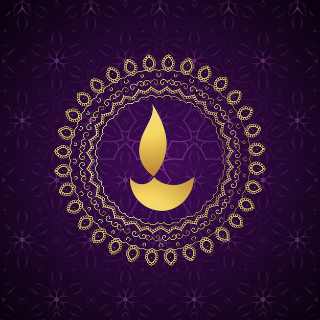 Vector decoratieve gouden diwali diya vector achtergrond