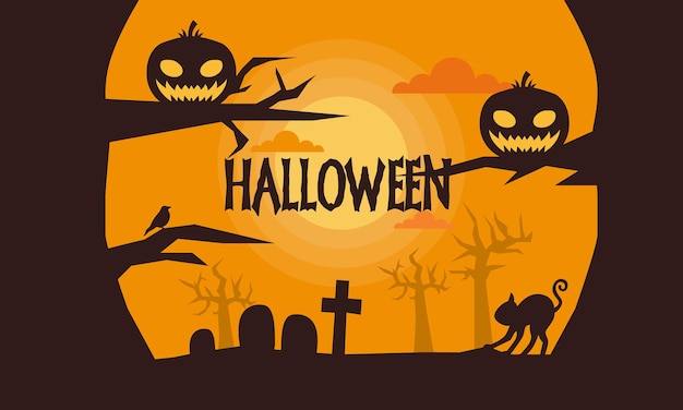 Decoratieve halloween-achtergrond handgetekende stijl