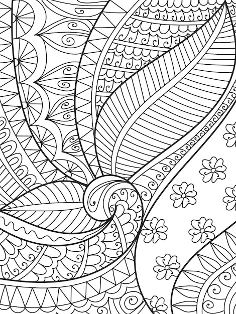 Vector decoratieve henna-stijl ontwerpt illustratie kleurboekpagina