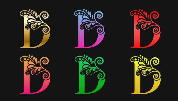Decoratieve letter d in metallic kleuren