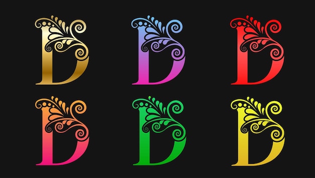 Decoratieve letter D in metallic kleuren