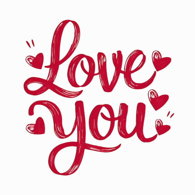 decoratieve Love you typografie met speels lettertype op witte achtergrond illustratie