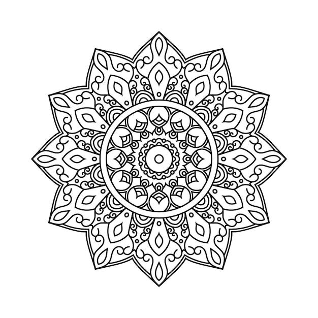 Decoratieve mandala en patroon voor Mehndi bruiloft islam Overzicht mandala's kleurboekpagina