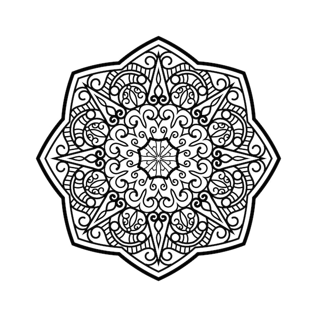 Decoratieve mandala en patroon voor Mehndi bruiloft islam Overzicht mandala's kleurboekpagina