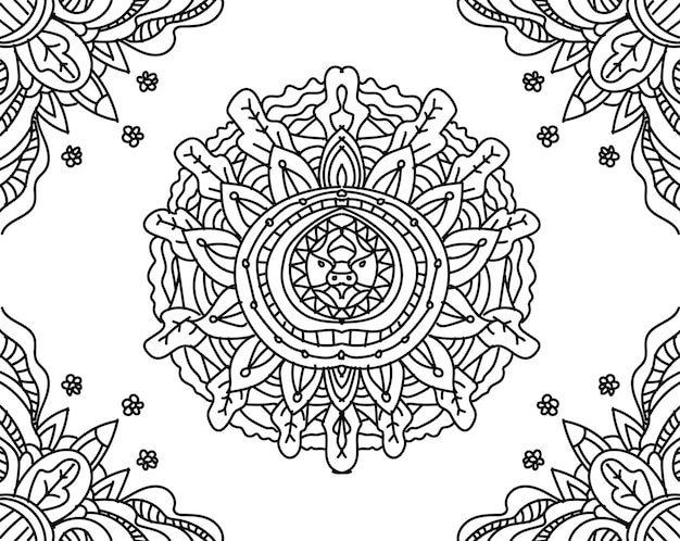 Vector decoratieve mandala floral doodle schets