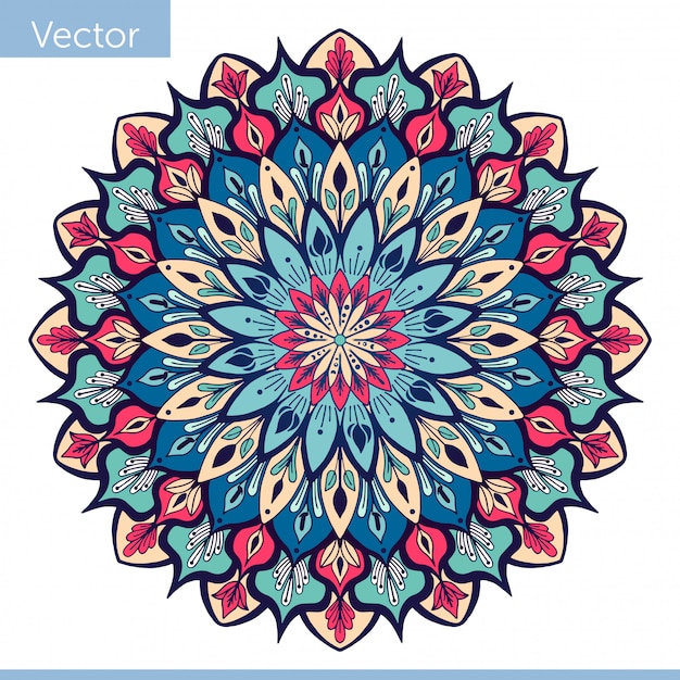 Decoratieve mandala in blauw roze kleuren