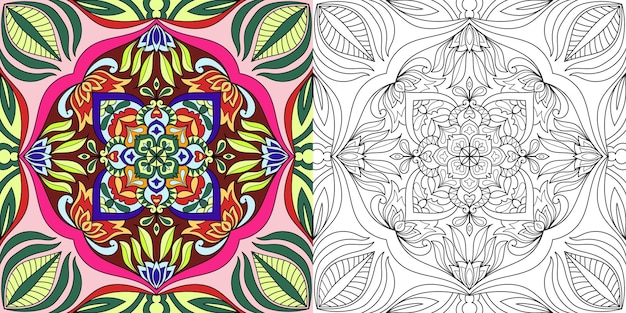 Decoratieve mandala kleurboek pagina-illustratie