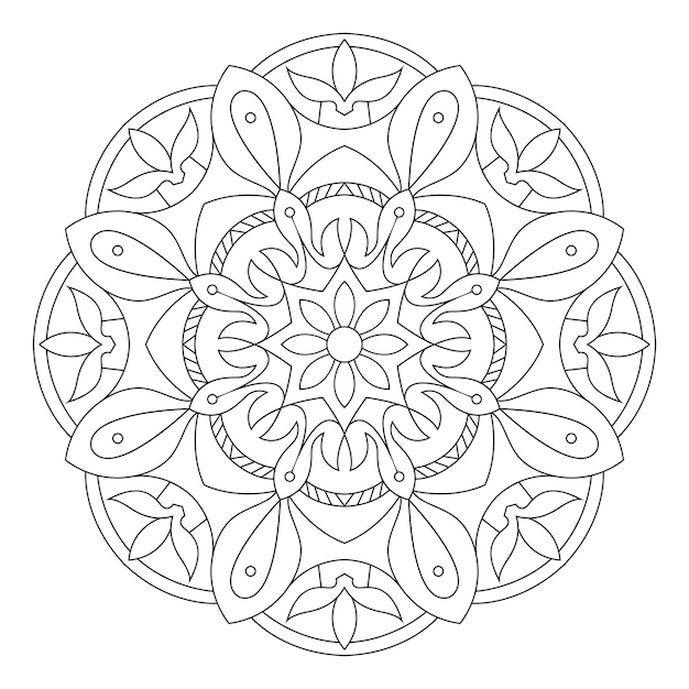 Decoratieve mandala kleurplaat. antistress kleurboekpagina voor volwassenen. zwart-wit mandala