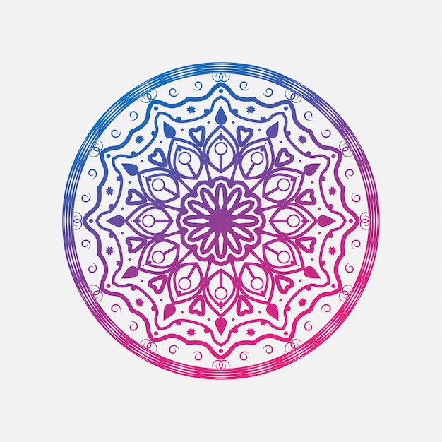 Vector decoratieve mandala met kleurrijke lijn