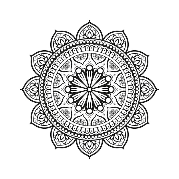 Decoratieve mandala voor Mehndi, bruiloft, tatoeage, islam. Handgetekend patroon. Kleurboekpagina.