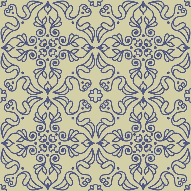 Decoratieve naadloze patroon vintage bloemen blauw groene achtergrond