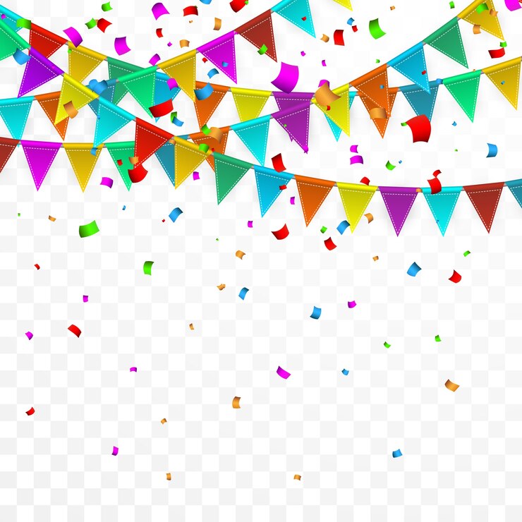 Vector decoratieve partijvlaggen en confetti