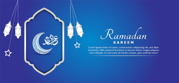 Decoratieve Ramadan Kareem islamitische achtergrond met blauwe kleur