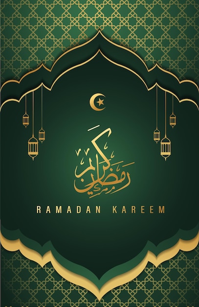 Decoratieve ramadan kareem-ontwerpachtergrond met groene kleur