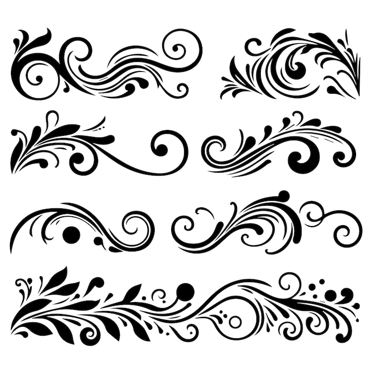 Vector decoratieve randen kalligrafische ornamenten ornamentele bloesems bloemenramen