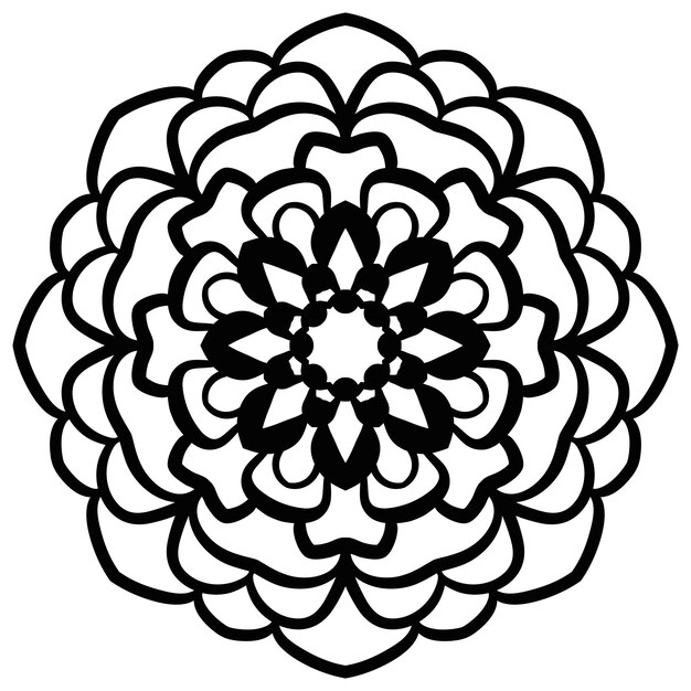 Decoratieve ronde doodle bloem geïsoleerd op een witte achtergrond. zwarte omtrek mandala.