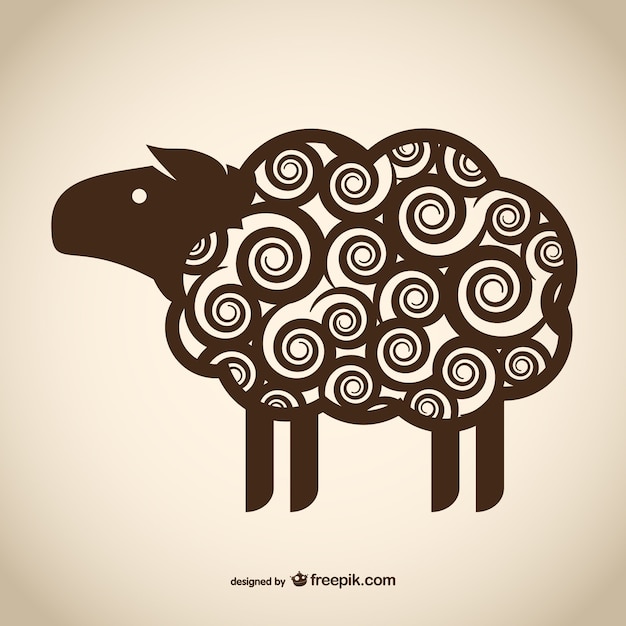 Decoratieve schapen tekening