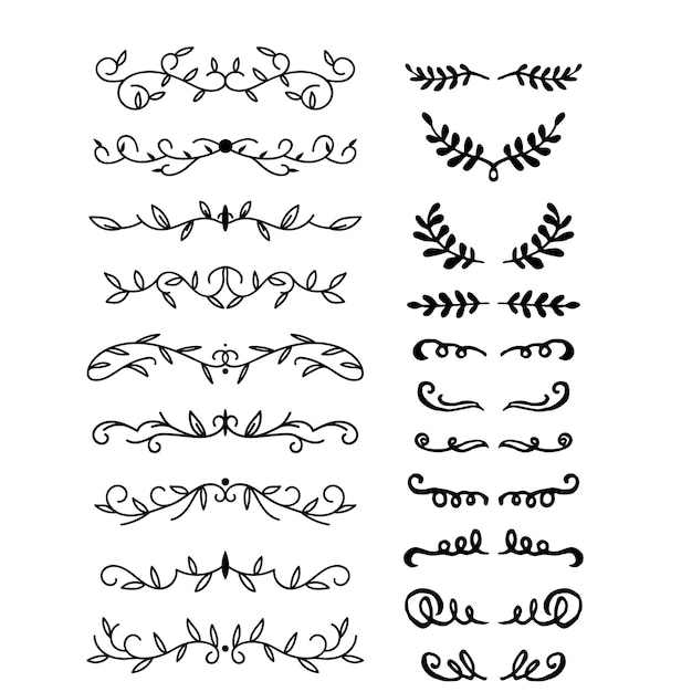 Decoratieve scheiders Hartlijn draaikolk pijl elementen voor decoratie Calligrafische bloei of naam