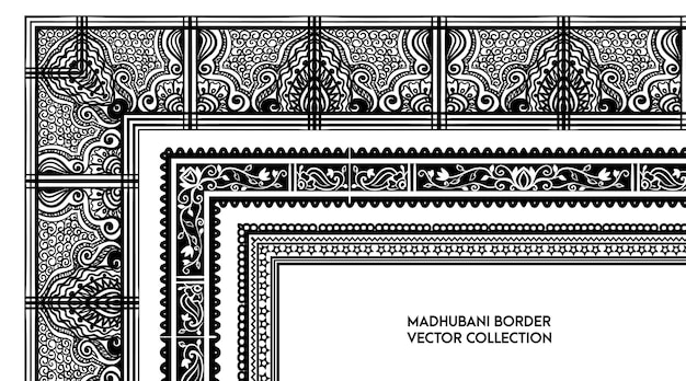 Decoratieve traditionele grens naadloze vector patroon penseel set