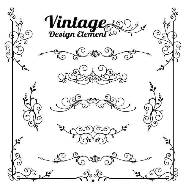 Decoratieve vintage en klassieke ontwerpset element