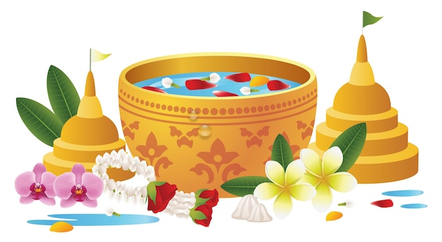 Decoratieve waterbak voor het Songkran Thai Festival