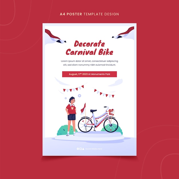 Decorating carnival bike illustration on poster invitation design