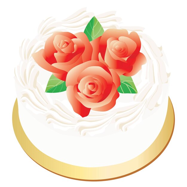 ベクトル 赤いバラのデコレーションケーキ