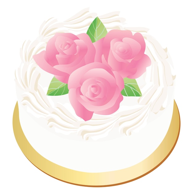 Vettore decorazione torta di rose rosa