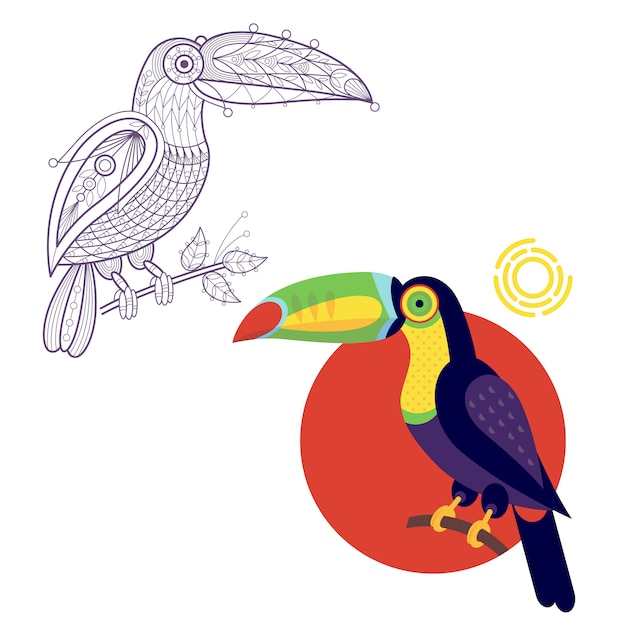 Decoration and flat toucan.