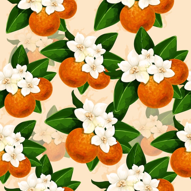 Vector decoration floral background with orange blossom