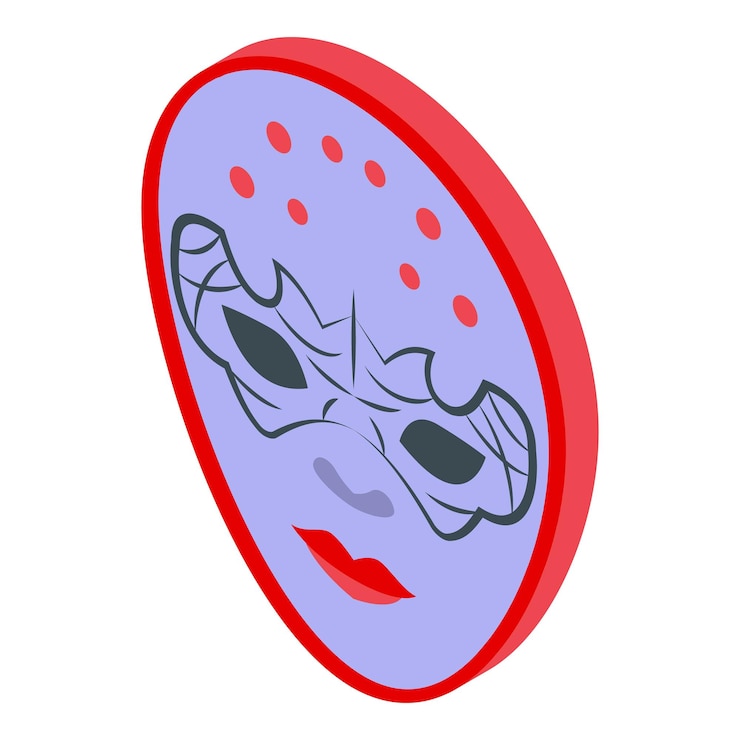 Vector decoration mask icon isometric vector festival style
